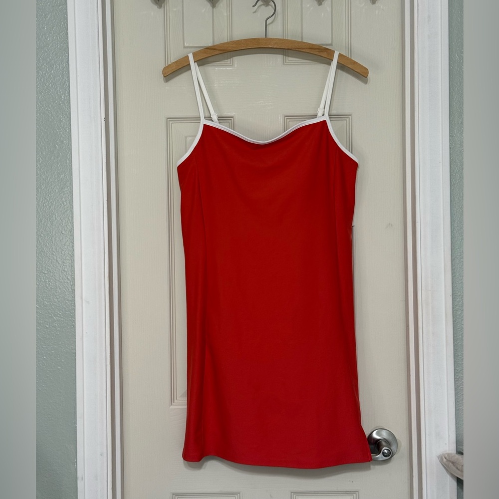 Old Navy Red Mini Slip Dress with White Trim